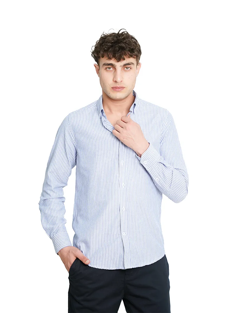 Chemise en coton lin rayée